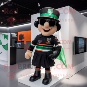Black Irish Flag mascot costume character dressed with a Shorts and Sunglasses