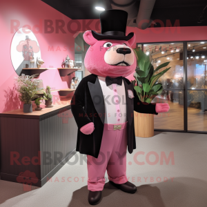 Pink Bison maskot kostume...