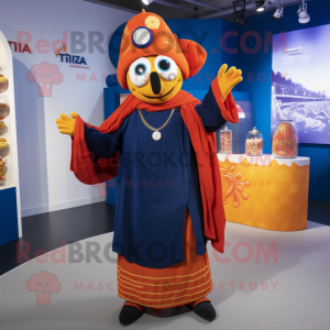 Navy Tikka Masala mascot costume character dressed with a Cover-up and Coin purses