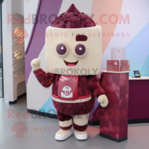 Maroon Ice Cream mascot costume character dressed with a Cardigan and Earrings