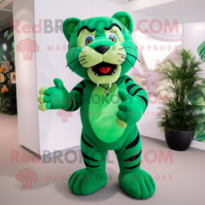 Green Tiger mascot costume character dressed with a Suit Pants and Anklets