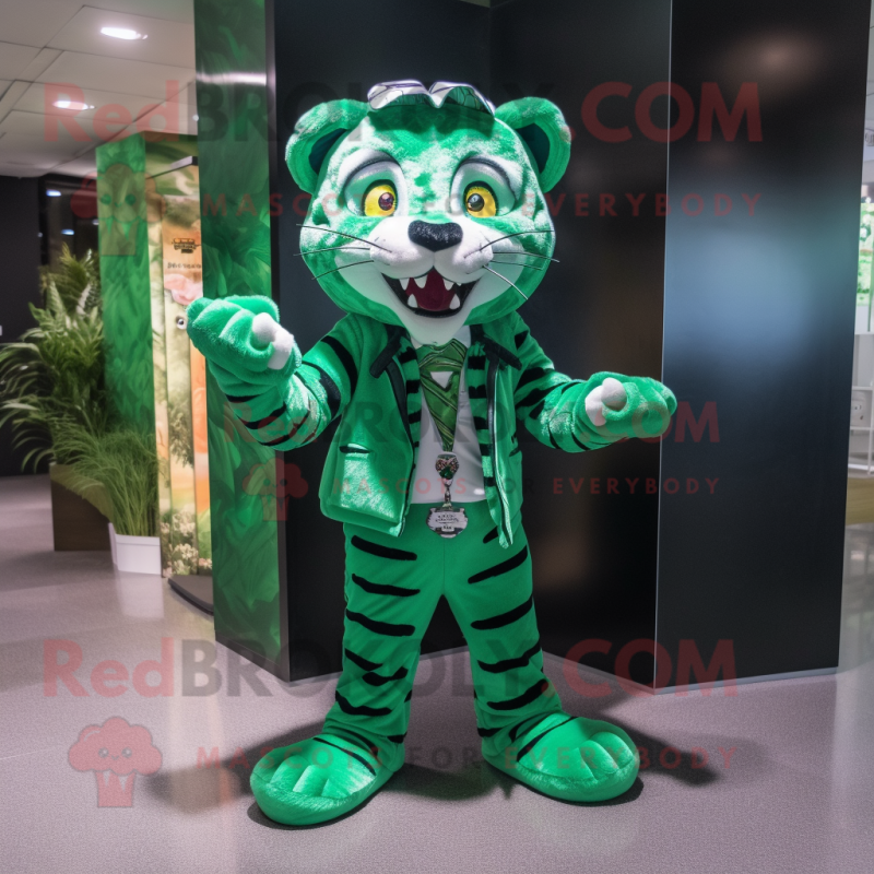 Green Tiger mascot costume character dressed with a Suit Pants and Anklets