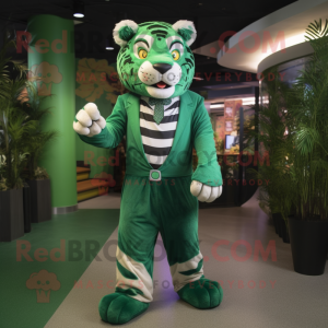 Green Tiger mascot costume character dressed with a Suit Pants and Anklets