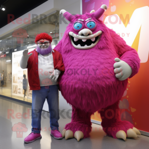 Magenta Ogre maskot kostume...