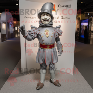 Gray Swiss Guard mascot costume character dressed with a Trousers and Tie pins