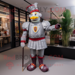 Gray Swiss Guard mascot costume character dressed with a Trousers and Tie pins