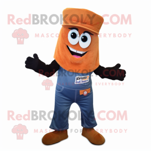 Rust Shepard'S Pie mascot costume character dressed with a Flare Jeans and Beanies