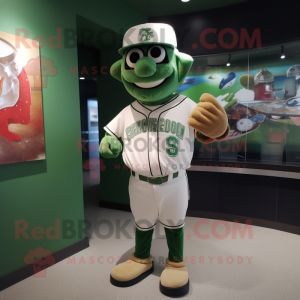 Green Lasagna mascot costume character dressed with a Baseball Tee and Bracelet watches