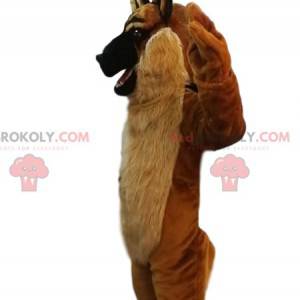 Brown dog mascot threatening with big ears - Redbrokoly.com