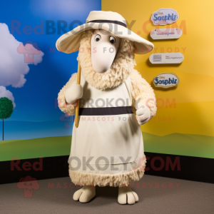 Beige Suffolk Sheep maskot...