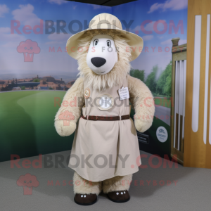 Beige Suffolk Sheep maskot...