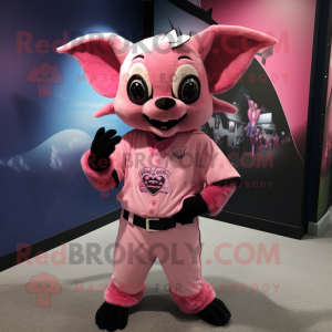 Pink Bat maskot kostume...