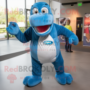 Blue Titanoboa mascot costume character dressed with a Dress Shirt and Keychains