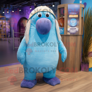 Blauwe Walrus mascotte...