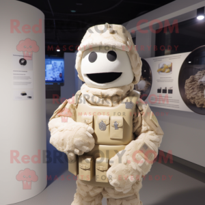 Cream Soldier mascot costume character dressed with a Parka and Bracelets