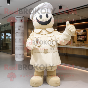 Cream Soldier mascot costume character dressed with a Parka and Bracelets