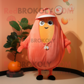 Peach Grapefruit mascot costume character dressed with a Rash Guard and Shawl pins