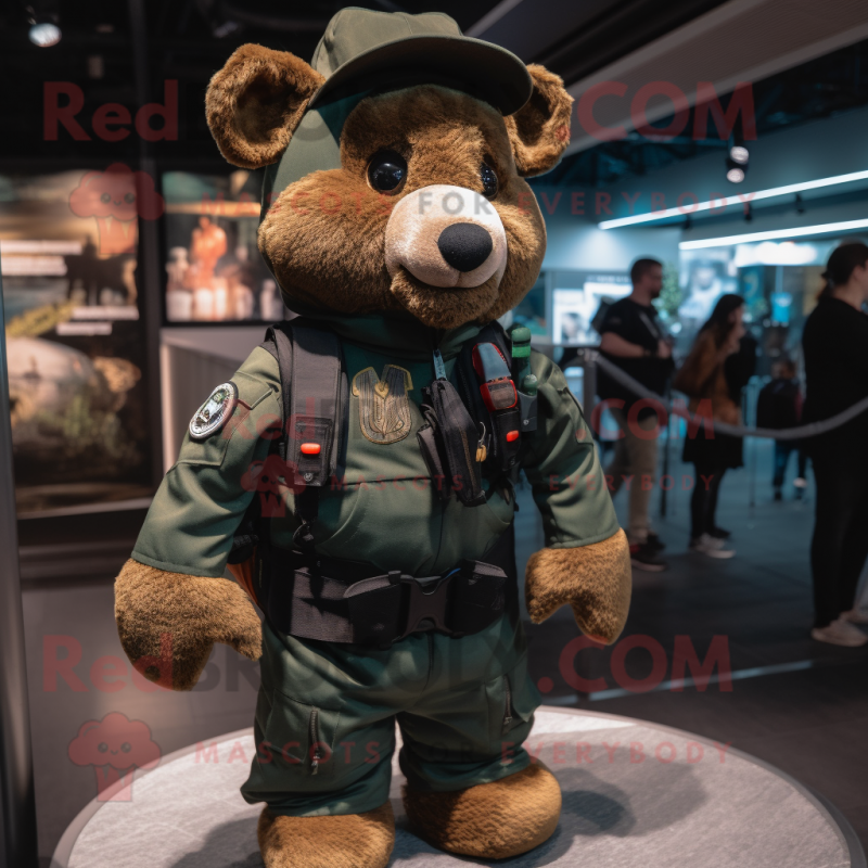 Forest Green Special Air Service mascot costume character dressed with a Bomber Jacket and Ties