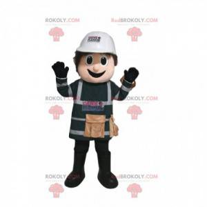 Handyman mascotte met een witte veiligheidshelm - Redbrokoly.com