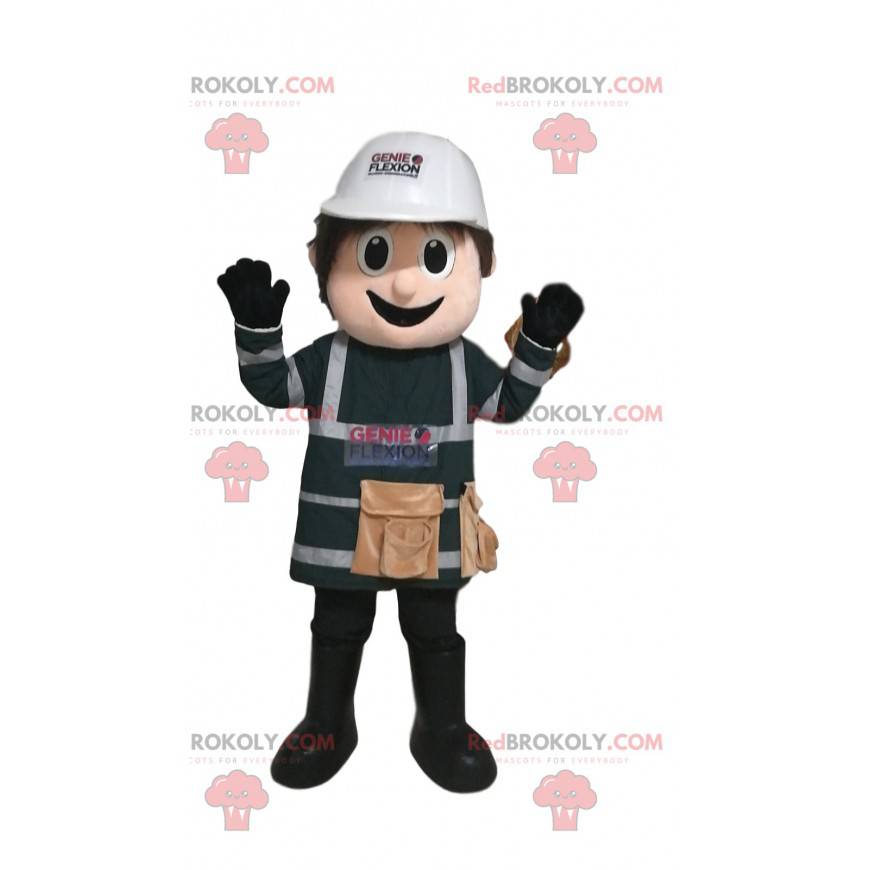 Mascote de faz-tudo com capacete de segurança branco - Mascote de faz-tudo com capacete de segurança branco -