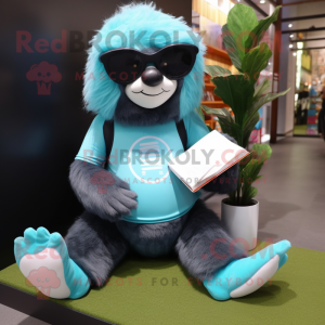 Cyan Sloth Bear maskot...