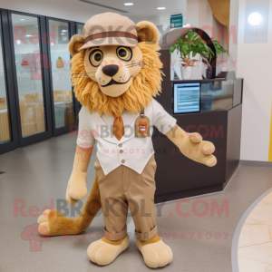 Tan Lion maskot kostume...