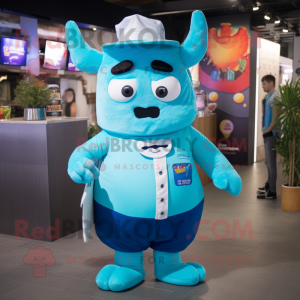 Cyan Steak maskot kostume...