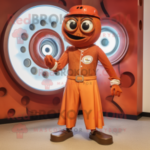 Rust Plate Spinner mascot costume character dressed with a Capri Pants and Cufflinks