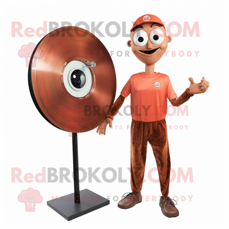 Rust Plate Spinner mascot costume character dressed with a Capri Pants and Cufflinks Rust Plate Spinner mascot costume character dressed with a Capri Pants and Cufflinks