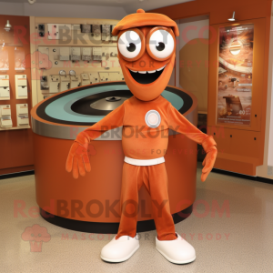 Rust Plate Spinner mascot costume character dressed with a Capri Pants and Cufflinks