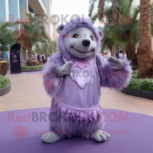 Lavendel Sloth Bear maskot...