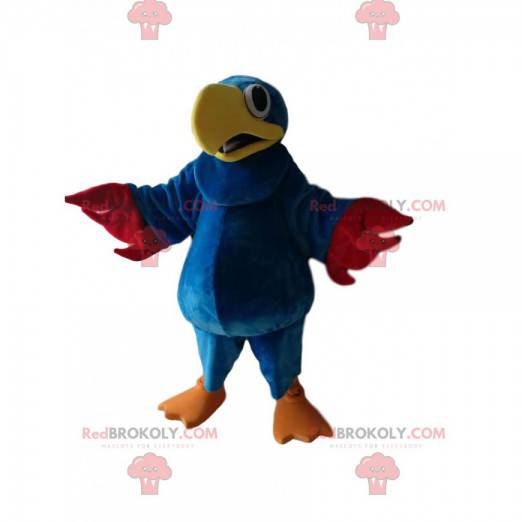 Mascotte pappagallo blu con un bel becco giallo - Redbrokoly.com