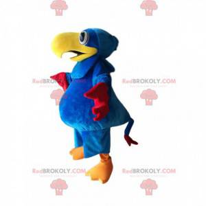Blå papegojamaskot med en vacker gul näbb - Redbrokoly.com