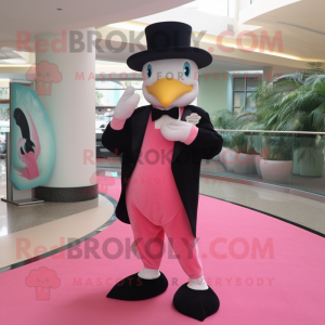 Pink Dolphin mascot costume character dressed with a Tuxedo and Handbags