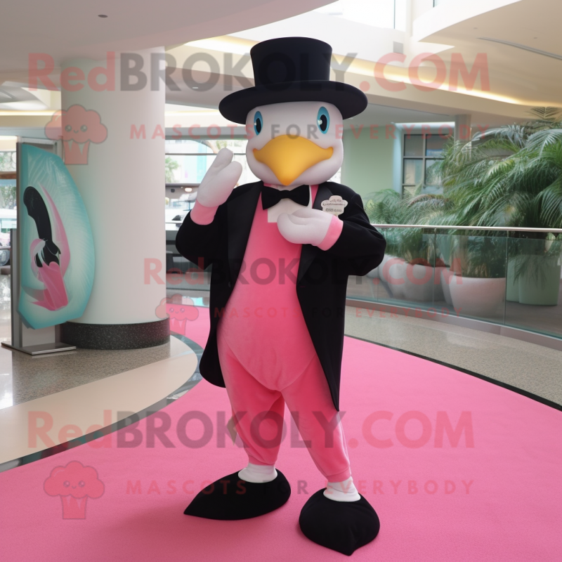 Pink Dolphin mascot costume character dressed with a Tuxedo and Handbags Pink Dolphin mascot costume character dressed with a Tuxedo and Handbags