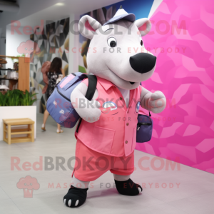 Pink Tapir maskot kostume...