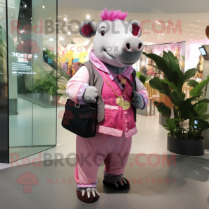 Roze Tapir mascotte kostuum...