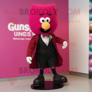 Magenta Guinness mascot costume character dressed with a Suit Pants and Shoe clips