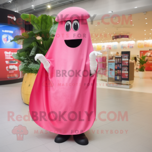 Pink Pepper mascot costume character dressed with a Cover-up and Wraps