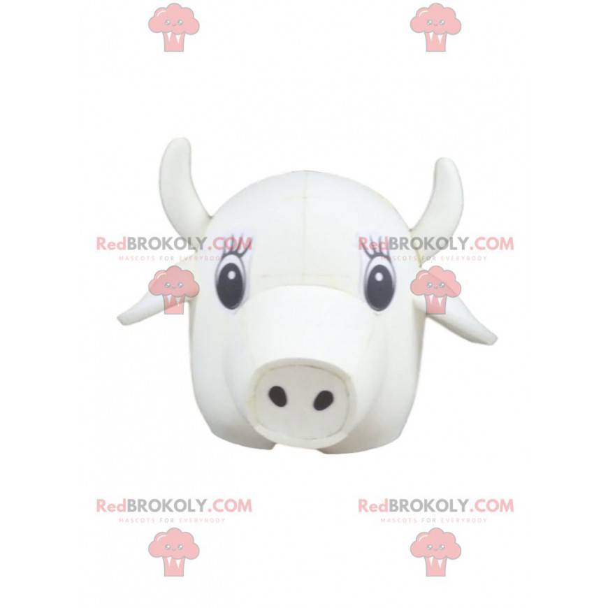 Mascote cabeça de vaca branca - Redbrokoly.com