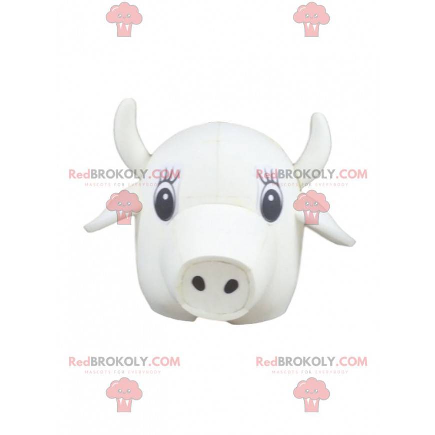 Mascotte della testa della mucca bianca - Redbrokoly.com