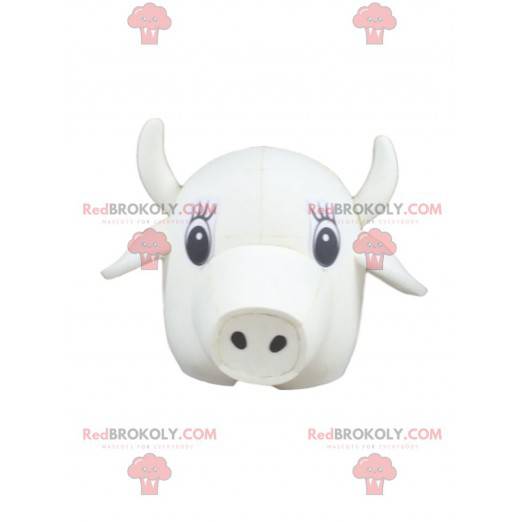 Mascote cabeça de vaca branca - Redbrokoly.com