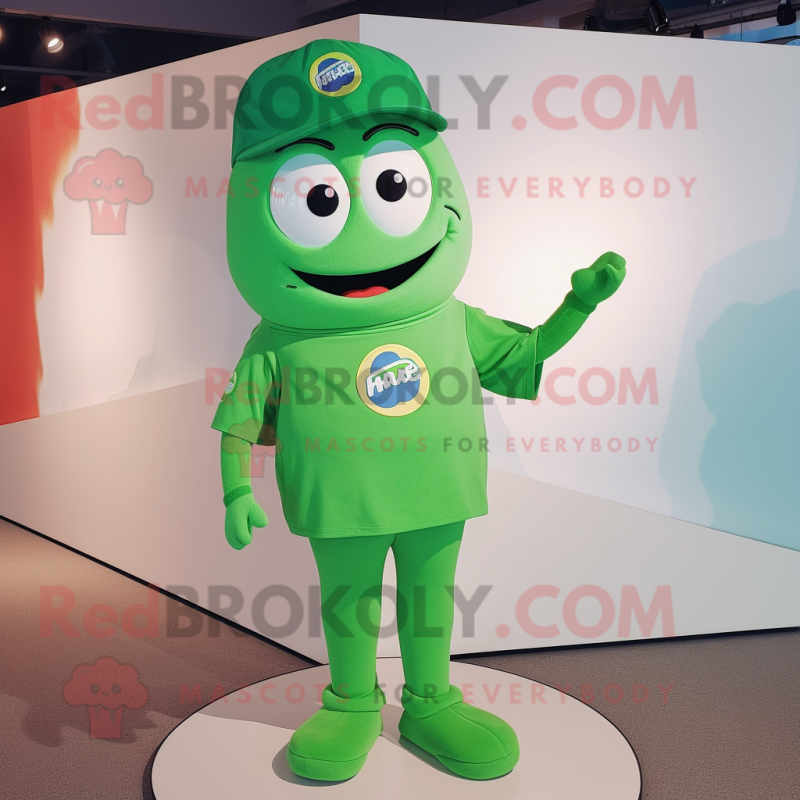 nan Green Bean mascot costume character dressed with a Polo Tee and Caps