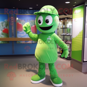 nan Green Bean mascot costume character dressed with a Polo Tee and Caps