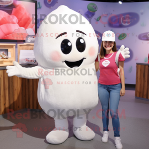 White Raspberry mascot costume character dressed with a Mom Jeans and Beanies