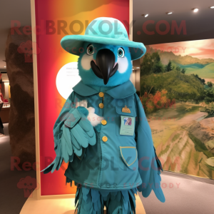 Turkis Macaw maskot drakt...