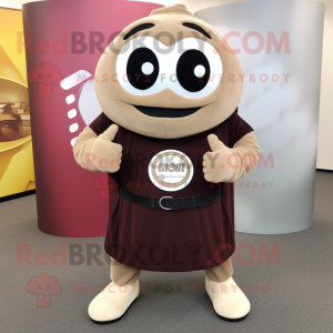 Tan Engagement Ring mascot costume character dressed with a Sweatshirt and Belts
