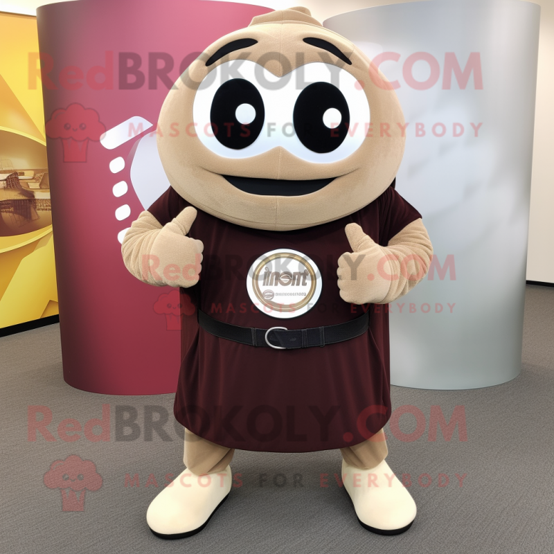Tan Engagement Ring mascot costume character dressed with a Sweatshirt and Belts Tan Engagement Ring mascot costume character dressed with a Sweatshirt and Belts