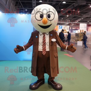 Brown Soccer Ball mascot costume character dressed with a Coat and Ties