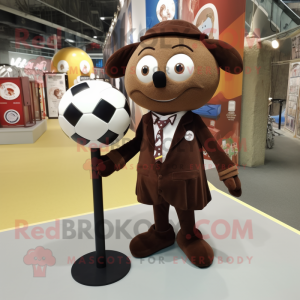 Brown Soccer Ball mascot costume character dressed with a Coat and Ties